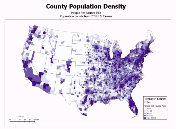 US County Population Map 2019